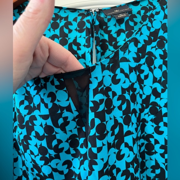 Worthington Turquoise & Black Patterned Sleeveless Blouse Women’s Size Medium - Picture 8 of 14